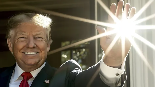 Lächelnder Präsident mit Sonnenlicht