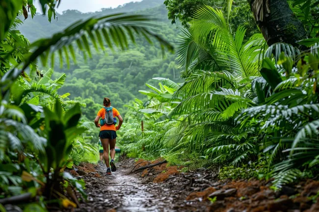 Läufer im tropischen Dschungel