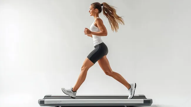 Läuferin auf Laufband bei Fitnessübung