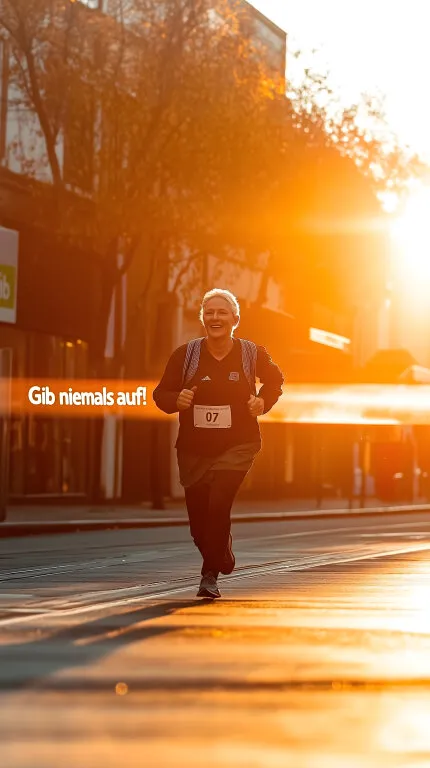 Läuferin genießt Sonnenuntergang bei Motivationslauf