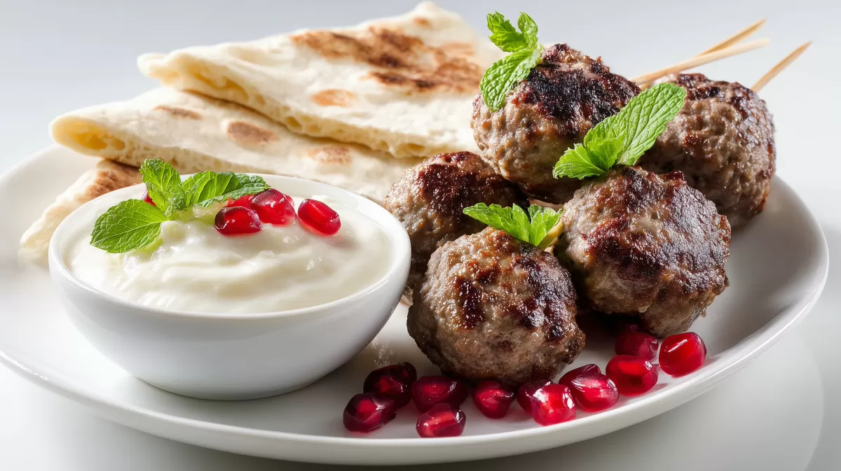 Lamm Kefta mit Tahini Dip und Granatapfel