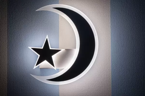 Lamp moon with a star on the wall in the children's room