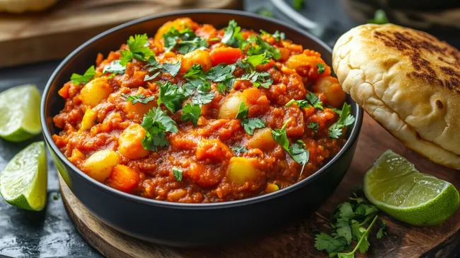 Landestypisches indisches Curry mit Kartoffeln und Gemüse