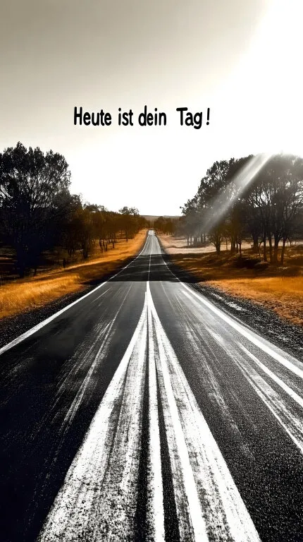 Landstraße durch ländliche Landschaft bei Sonnenuntergang