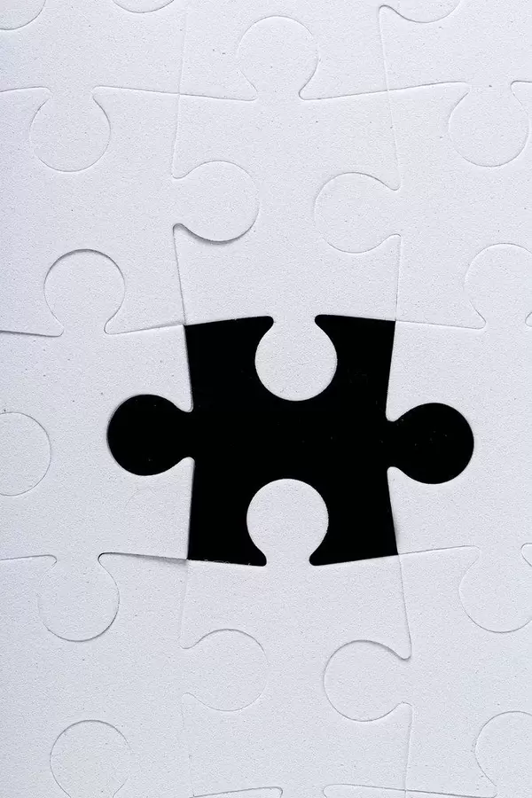 Last missing puzzle piece.Concept of unfinished task and nearing completion (Flip 2020)