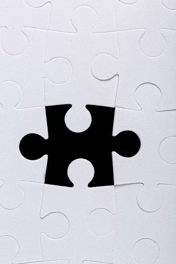 Last missing puzzle piece.Concept of unfinished task and nearing completion