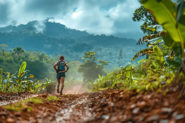 Laufen durch die üppige Tropenwelt