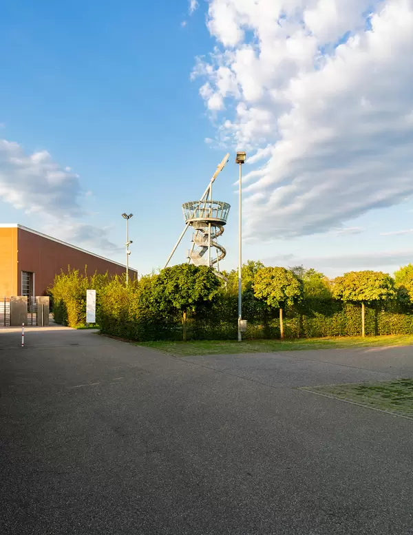 Leaning tower installation at Vitra Design Museum campus