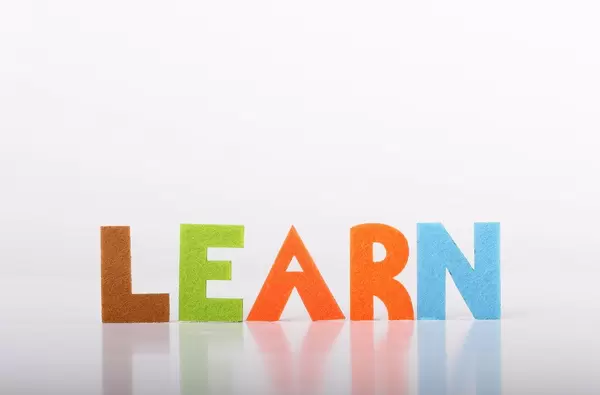 Learn text on white background