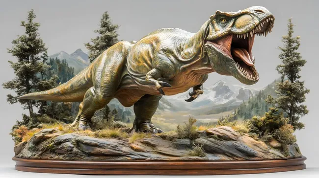 Lebendige Dinosaurierdarstellung in natürlicher Umgebung