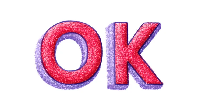 Lebendige Schriftzug-Grafik in Rot und Violett