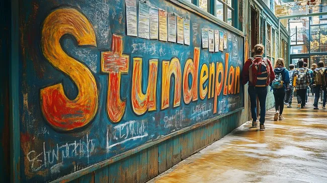 Lebendige Schulwand mit kreativem Stundenplan