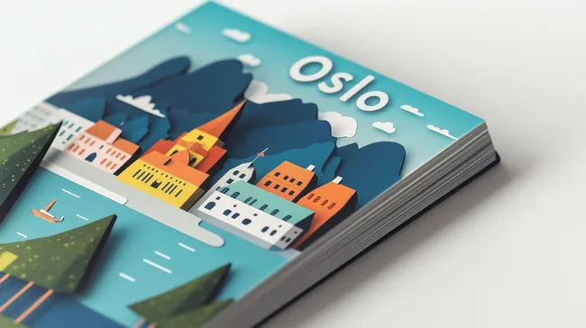Lebendiger Oslo-Stadtführer mit Farbstil-Illustration