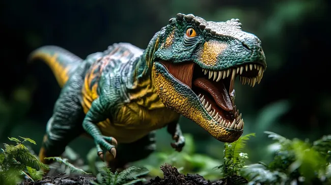 Lebensechtes Dinosauriermodell in bedrohlicher Pose