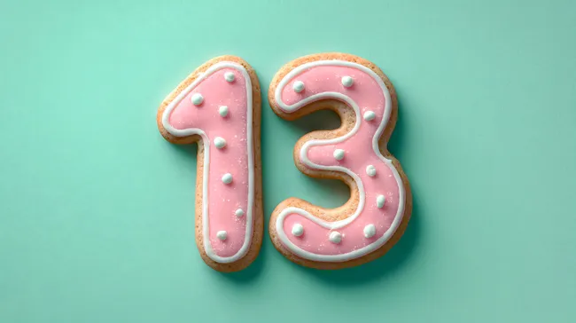 Lebkuchenförmige Nummer 13 mit rosa Zuckerguss