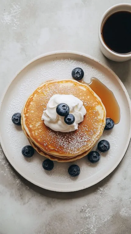 Leckere Blaubeer-Pfannkuchen mit Sahne-Topping