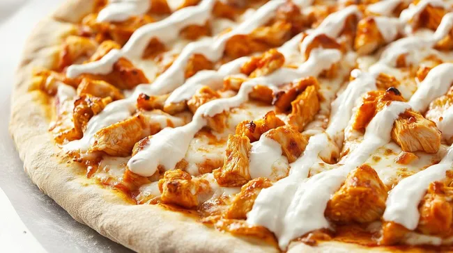 Leckere Buffalo Chicken Pizza mit cremiger Sauce
