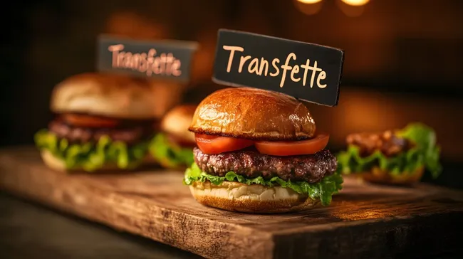 Leckere Burger auf rustikalem Holzbrett