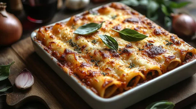 Leckere Cannelloni mit Käse und frischen Kräutern