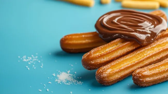 Leckere Churros mit Nutella und Puderzucker
