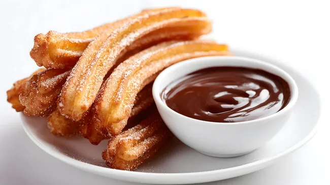 Leckere Churros mit Schokoladensoße