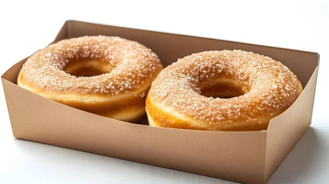 Leckere Donuts in Papierbox