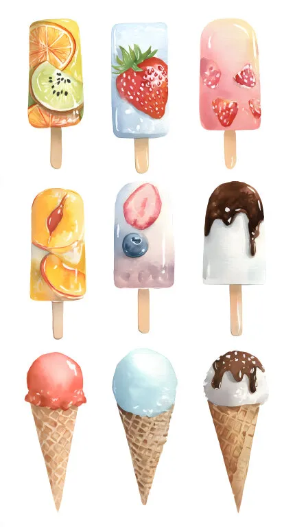 Leckere Eiskreationen in Fruchtoptik