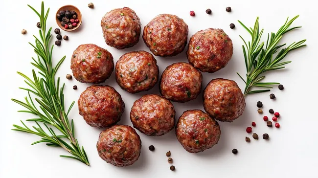 Leckere Fleischbällchen mit Gewürzen und Kräutern