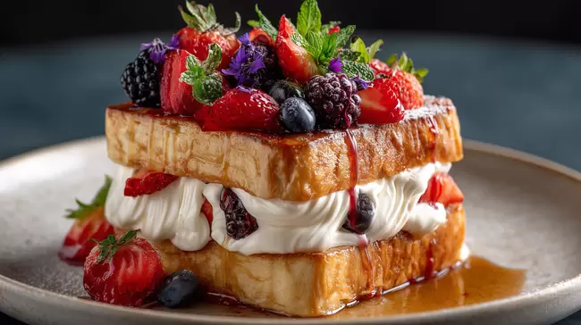 Leckere französische Brioche mit frischen Früchten