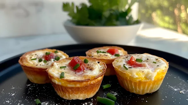 Leckere Frühstücksmuffins mit Gemüse und Eiern
