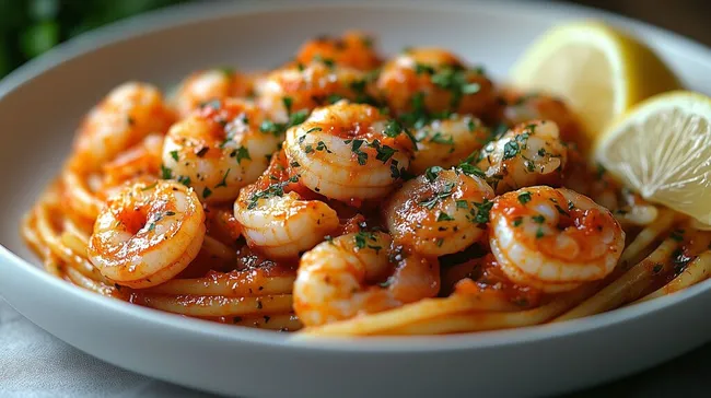 Leckere Garnelen in saftiger Tomaten-Weißweinsauce