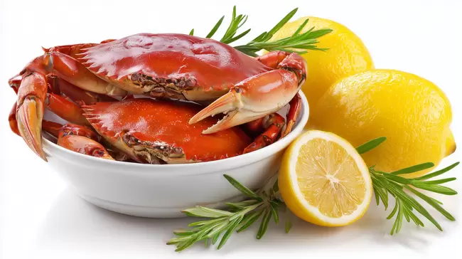 Leckere Garnelen-Krabbe-Komposition mit Zitrone