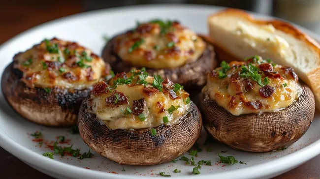 Leckere, gefüllte Champignons vom Grill