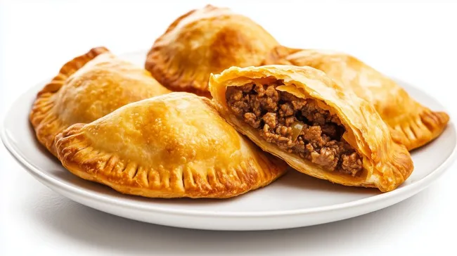 Leckere gefüllte Empanadas auf weißem Teller