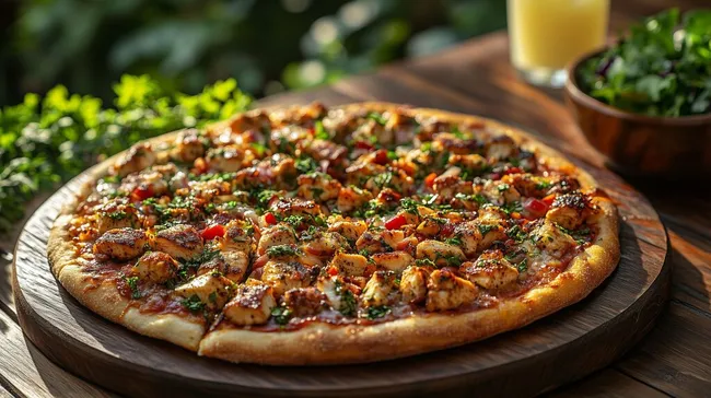 Leckere Gegrillte Hähnchen-Pizza mit Kräutern