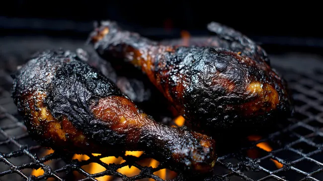 Leckere gegrillte Hähnchenschenkel mit knuspriger Kruste