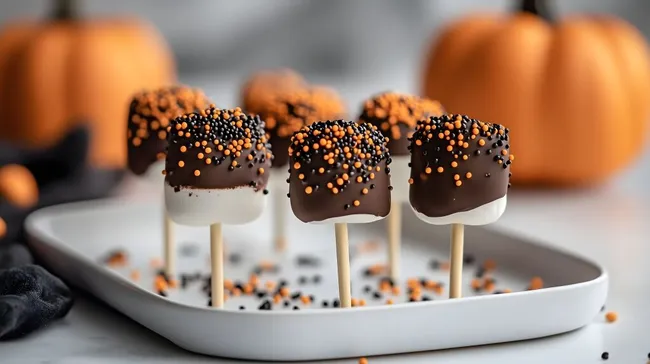 Leckere Halloween-Schokoladenbonbons mit Kürbisdekor