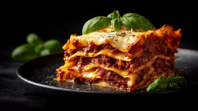 Leckere hausgemachte Lasagne mit Bolognese-Sauce