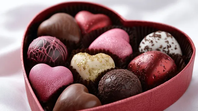 Leckere Herzpralinen in Geschenkschachtel