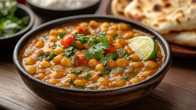 Leckere indische Kichererbsen-Curry-Schüssel