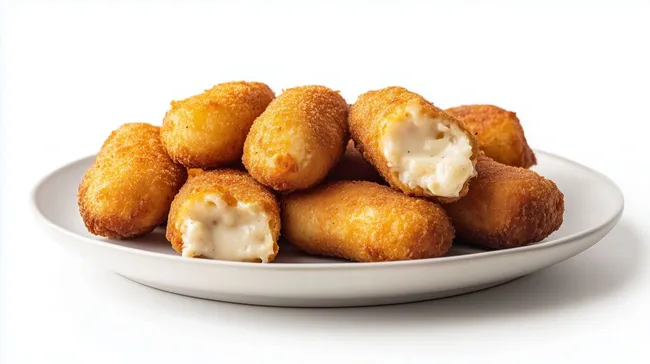 Leckere Käsekroketten auf weißem Teller