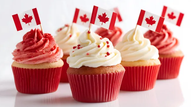 Leckere kanadische Flaggenkuchen für den Nationalfeiertag