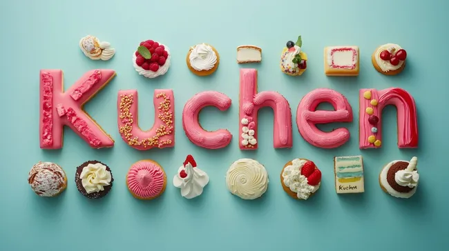 Leckere Kuchendekoration in Pastellfarben