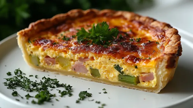 Leckere Lauch-Schinken-Quiche mit goldbrauner Kruste