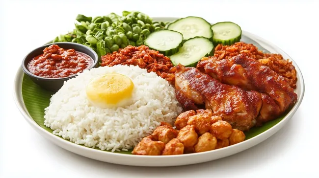 Leckere malaysische Nasi Lemak-Mahlzeit