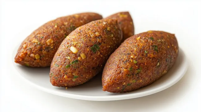 Leckere orientalische Kroketten auf weißem Teller