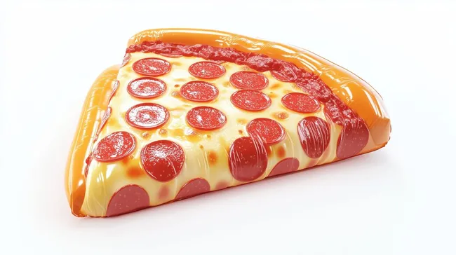 Leckere Pizza-Luftmatratze auf weißem Hintergrund