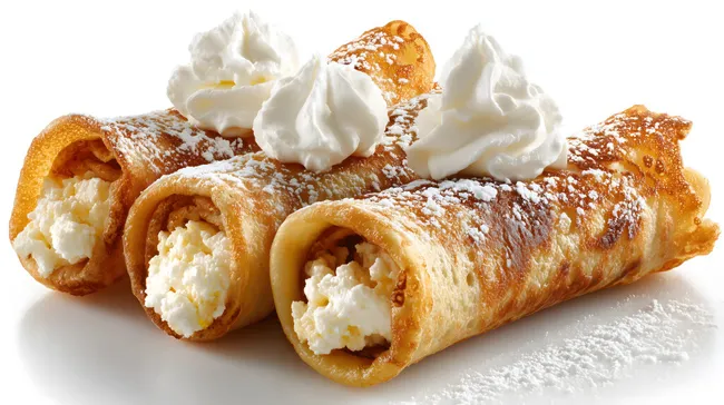 Leckere Quarkpfannkuchenrollen mit Sahne
