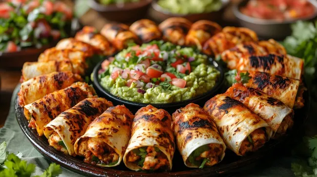 Leckere Quesadillas mit Hühnchenfüllung und Guacamole