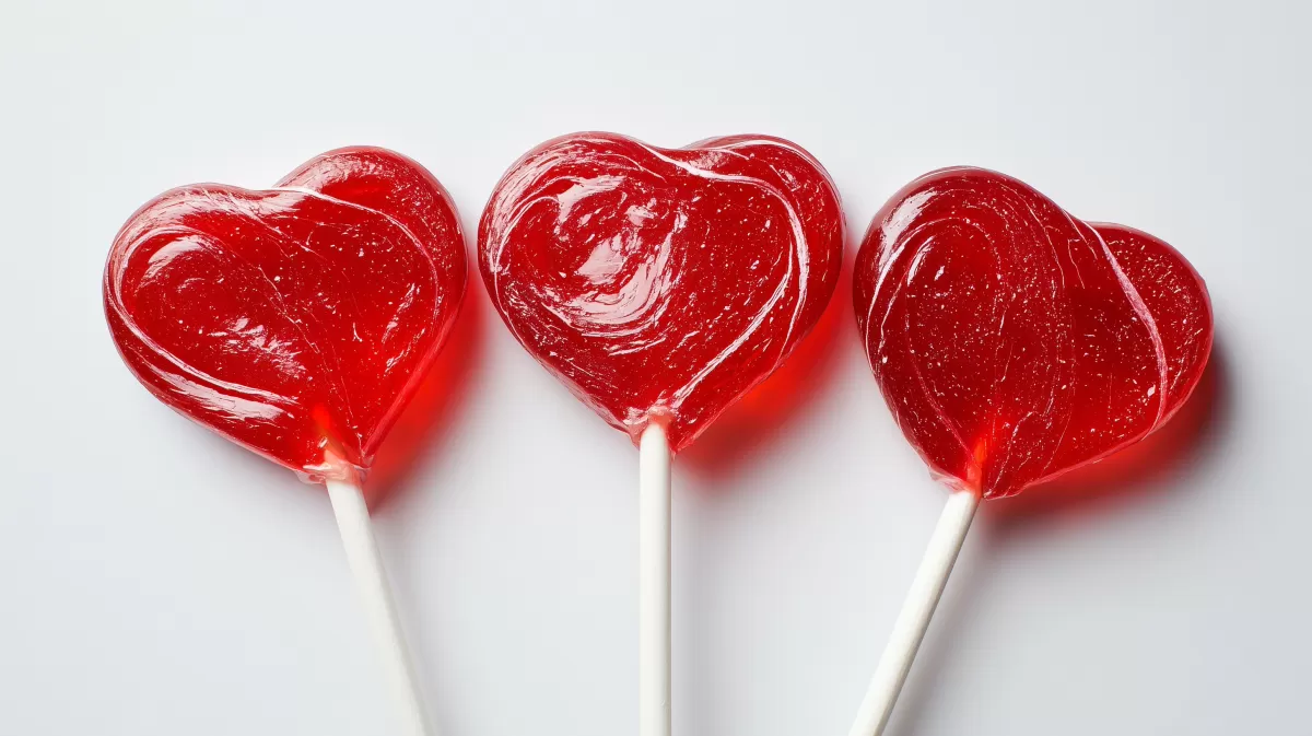 Leckere rote Herz-Lutscher